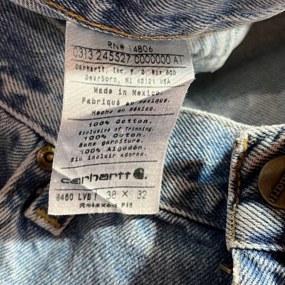 Carhartt Jeans Mens Size 38X32 Blue Stonewashed Denim Relaxed Fit Workwear 8460 - Picture 8 of 11